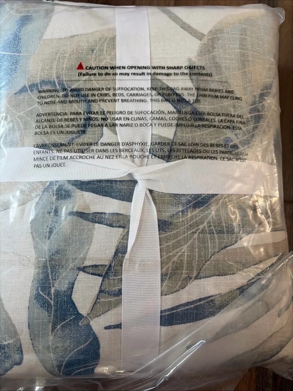 Raw Coast 3-Piece Blue Floral Cotton Full/Queen Duvet Cover Set NEW